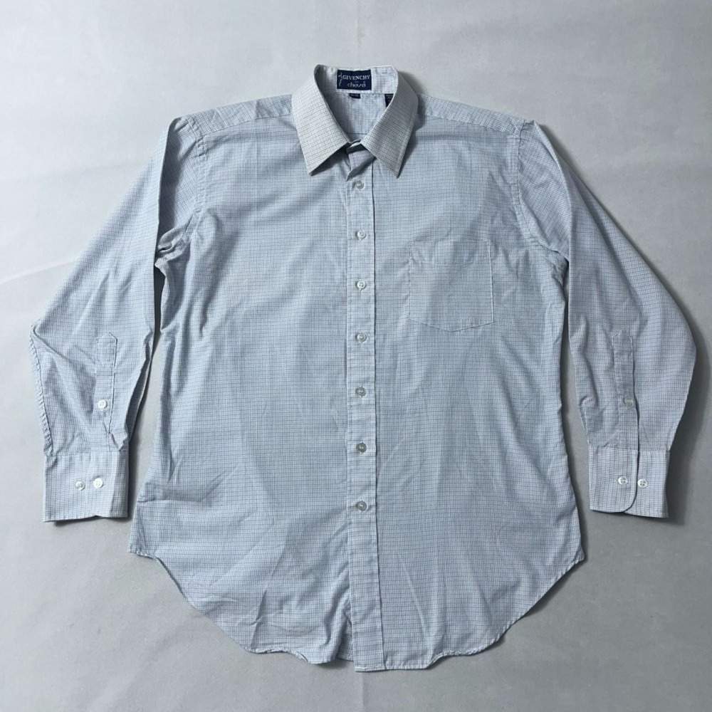 Vintage Givenchy for Chesa Shirt Men 16.5-32 Blue Plaid
